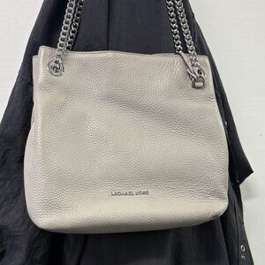 Michael Kors Pebble Leather Shoulder Bag in Light Gray
